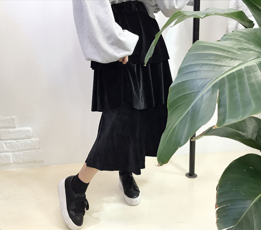 Velvet Cangkou skirt 3col basic Cody Nordic style 