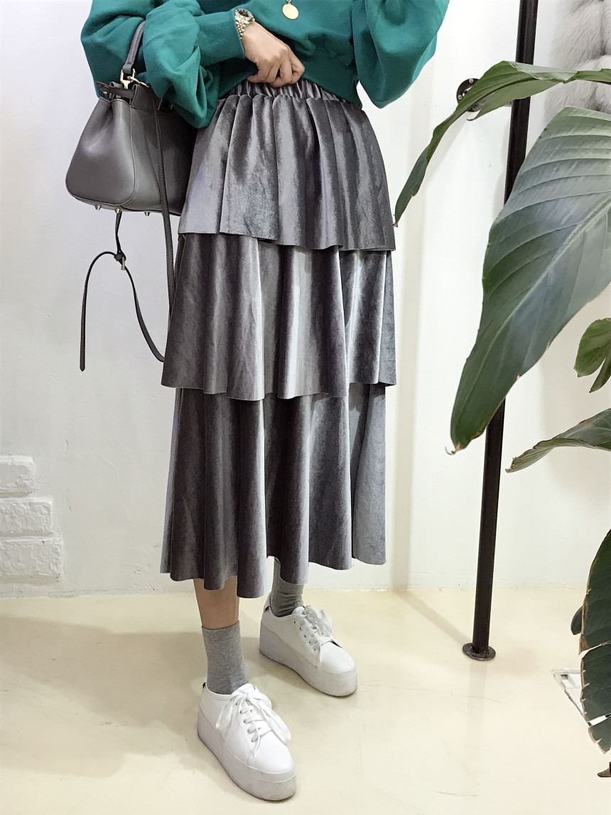 Velvet Cangkou skirt 3col basic Cody Nordic style 