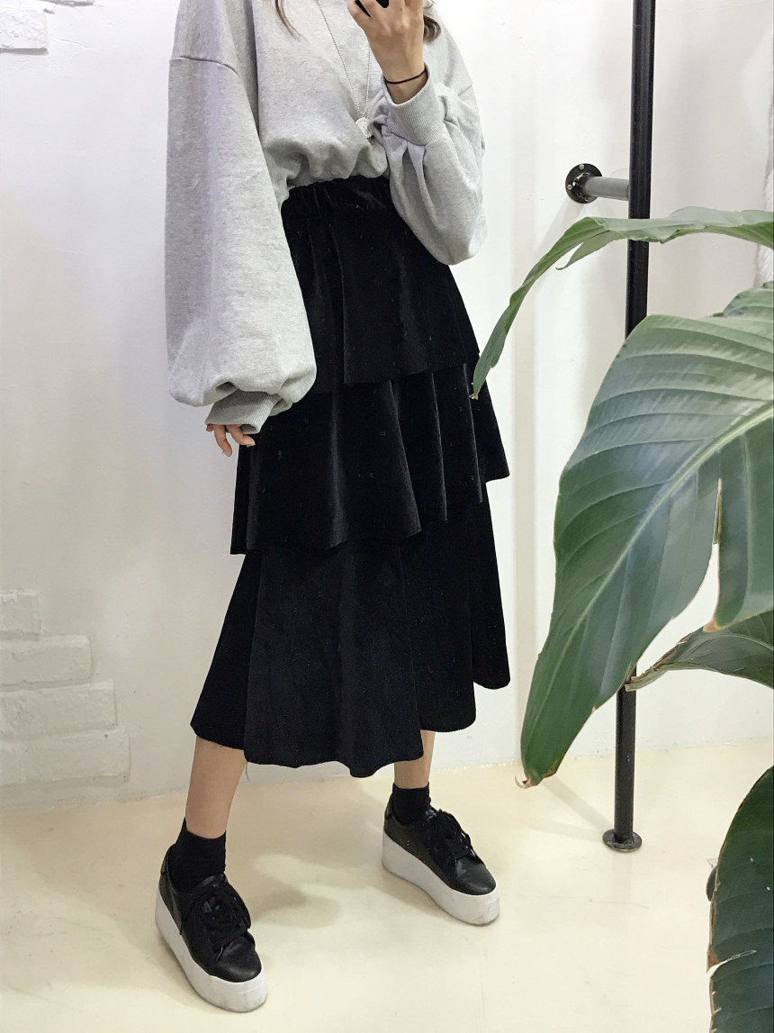 Velvet Cangkou skirt 3col basic Cody Nordic style 