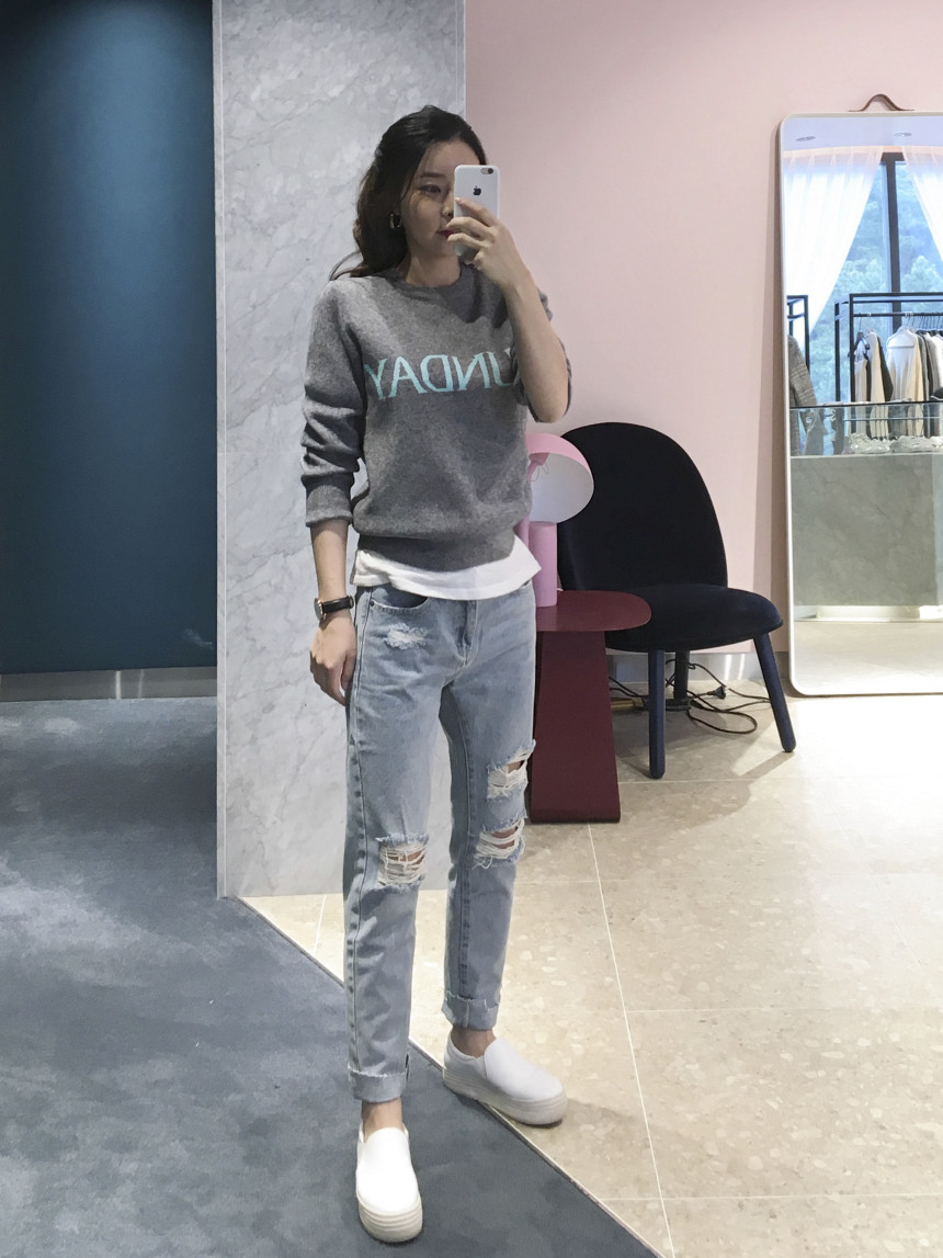 Korea Jeans Pants youu Disloid Exhaust Denim Pants