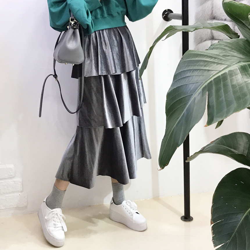 Velvet Cangkou skirt 3col basic Cody Nordic style 