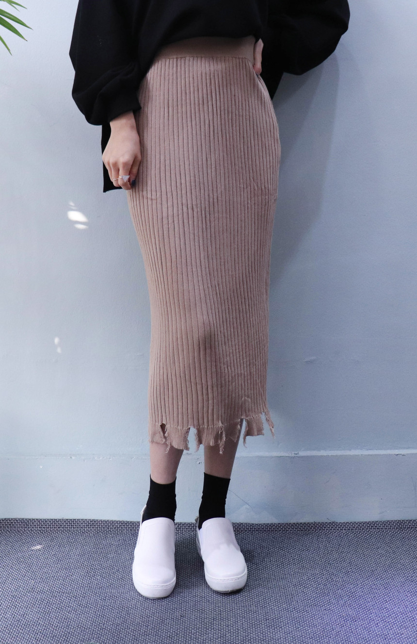 Vintage long knit skirt 2col modern basic design n