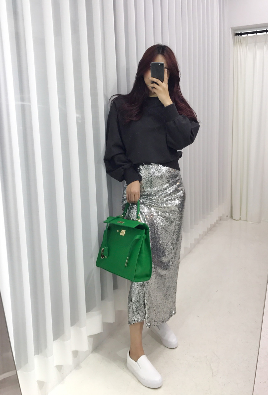 Sequin Long skirts Autumn cozy look Neat and fashi