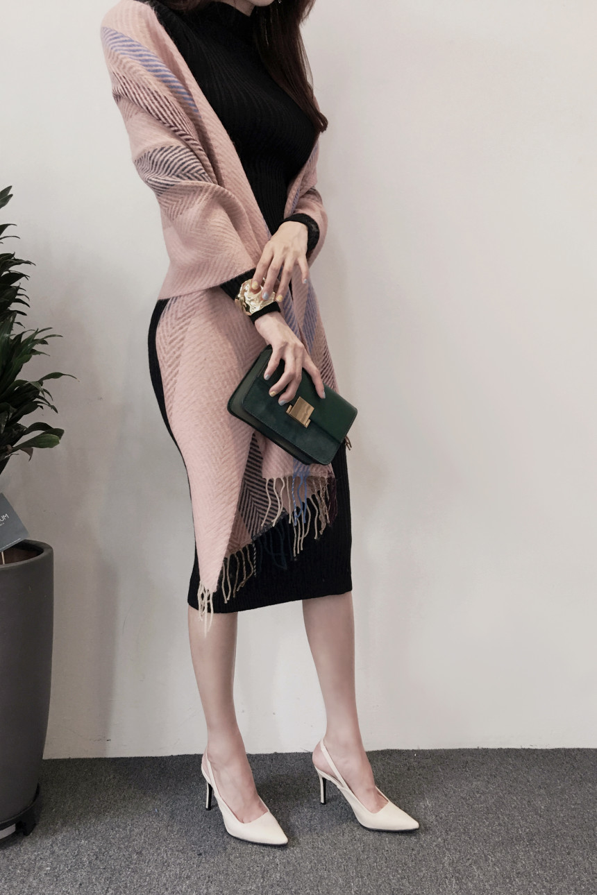 Herringbone Check Shawl Muffler