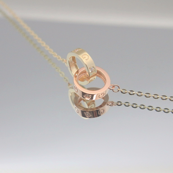 Lovely pink yellow necklace 14k ring 14k couple 14