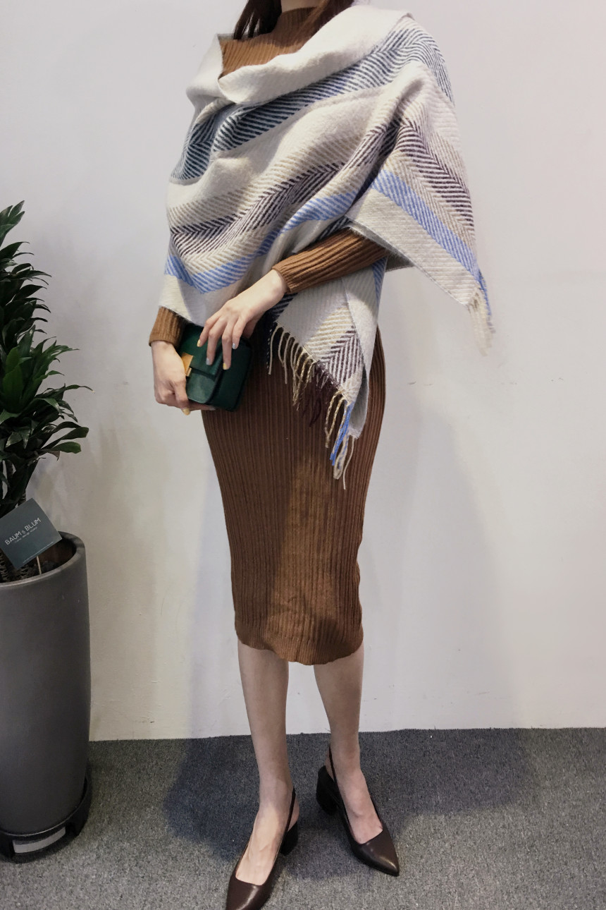 Herringbone Check Shawl Muffler