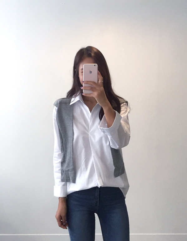 V necked layered autumn shirt 2color Cody southern