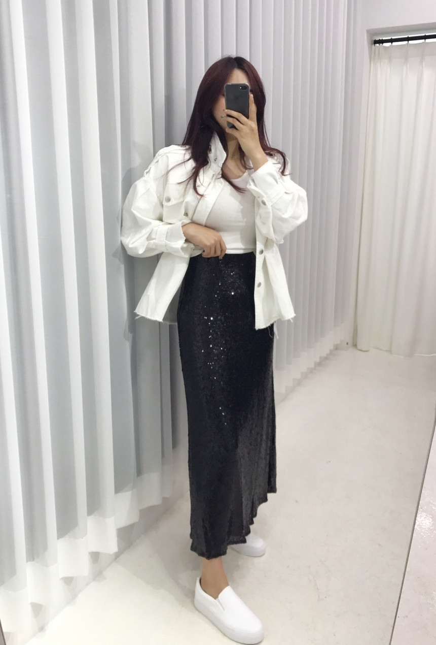 Sequin Long skirts Autumn cozy look Neat and fashi