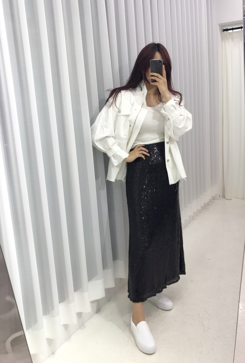 Sequin Long skirts Autumn cozy look Neat and fashi