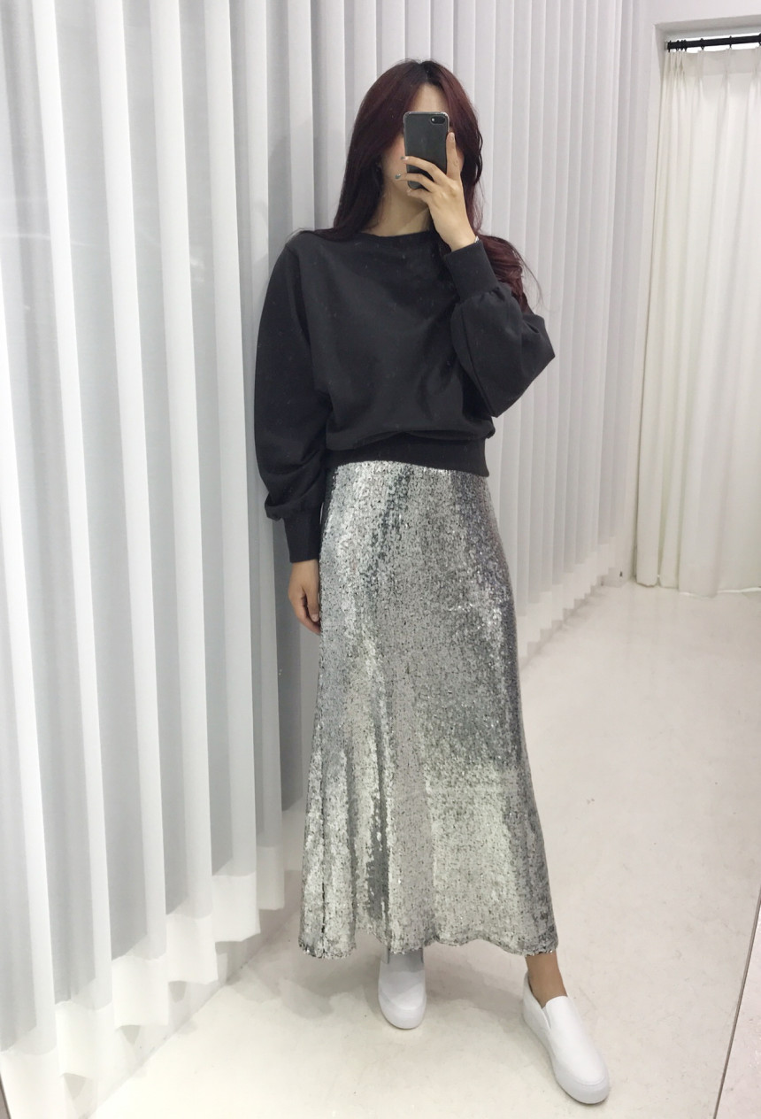 Sequin Long skirts Autumn cozy look Neat and fashi