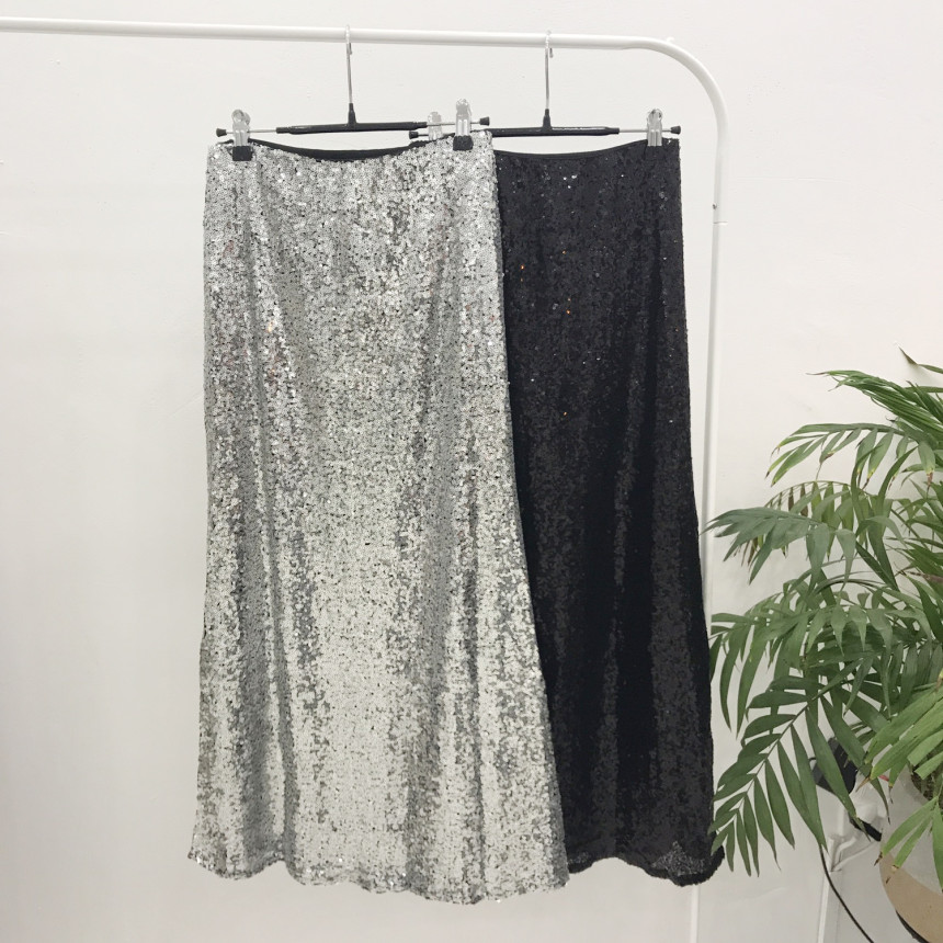 Sequin Long skirts Autumn cozy look Neat and fashi