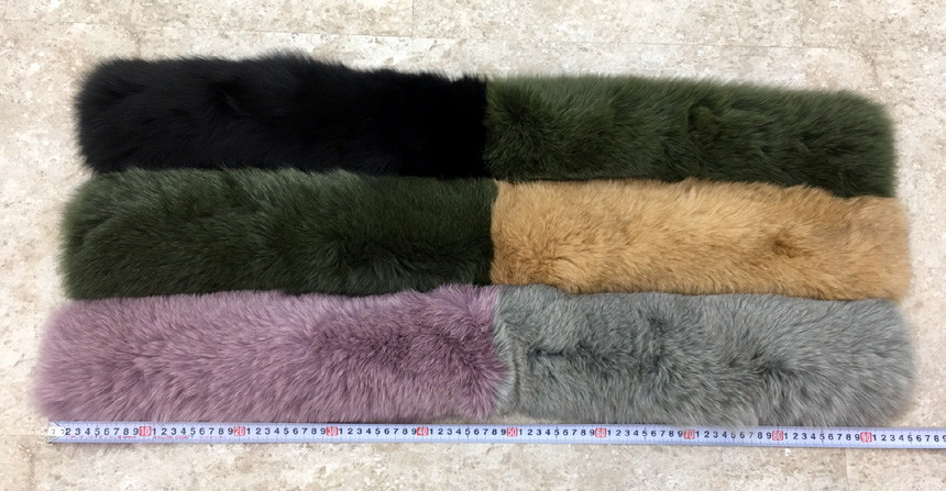 Two-color color Natural fox muffler Luxury luxurio