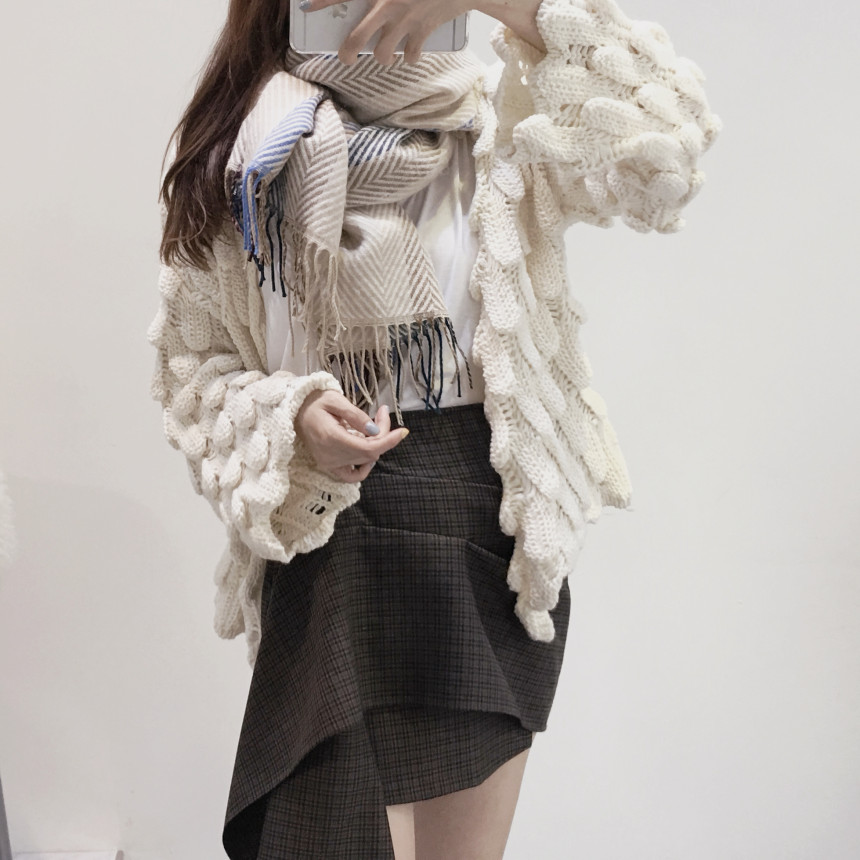 Herringbone Check Shawl Muffler