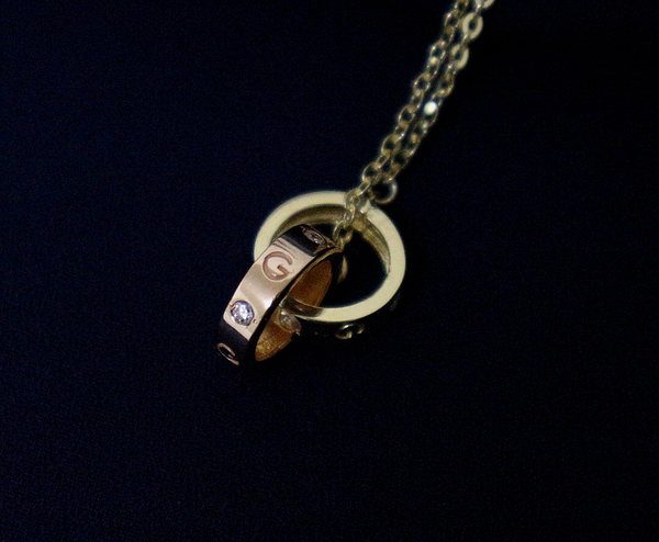 Lovely pink yellow necklace 14k ring 14k couple 14