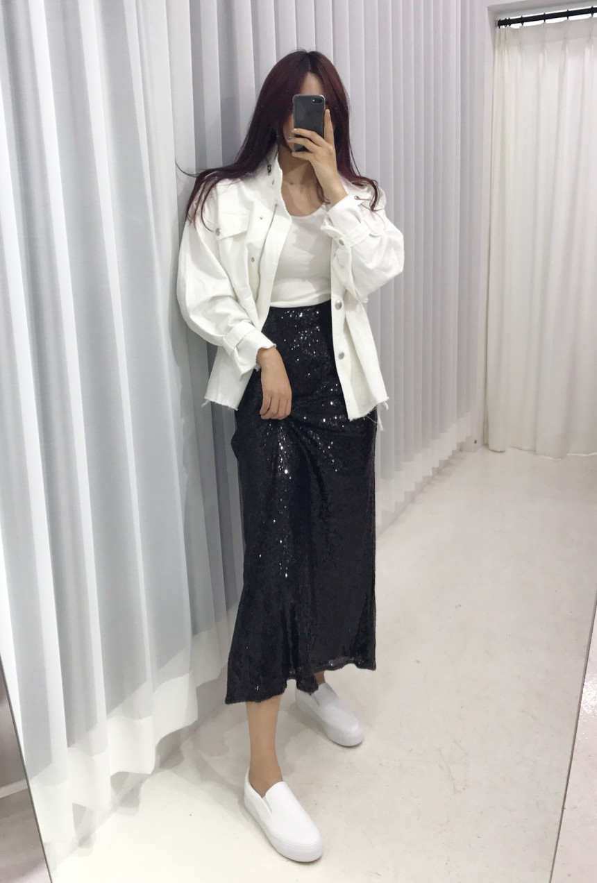 Sequin Long skirts Autumn cozy look Neat and fashi