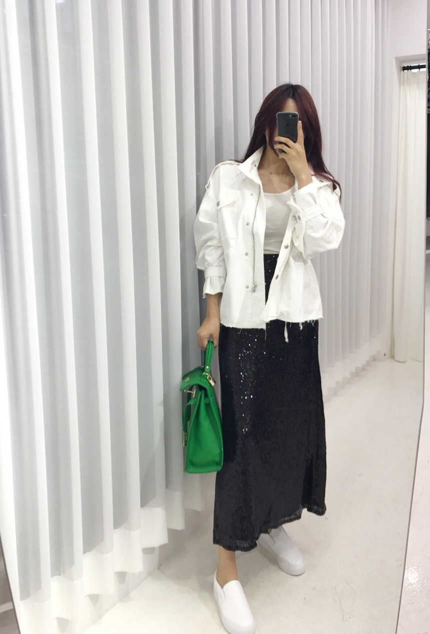 Sequin Long skirts Autumn cozy look Neat and fashi
