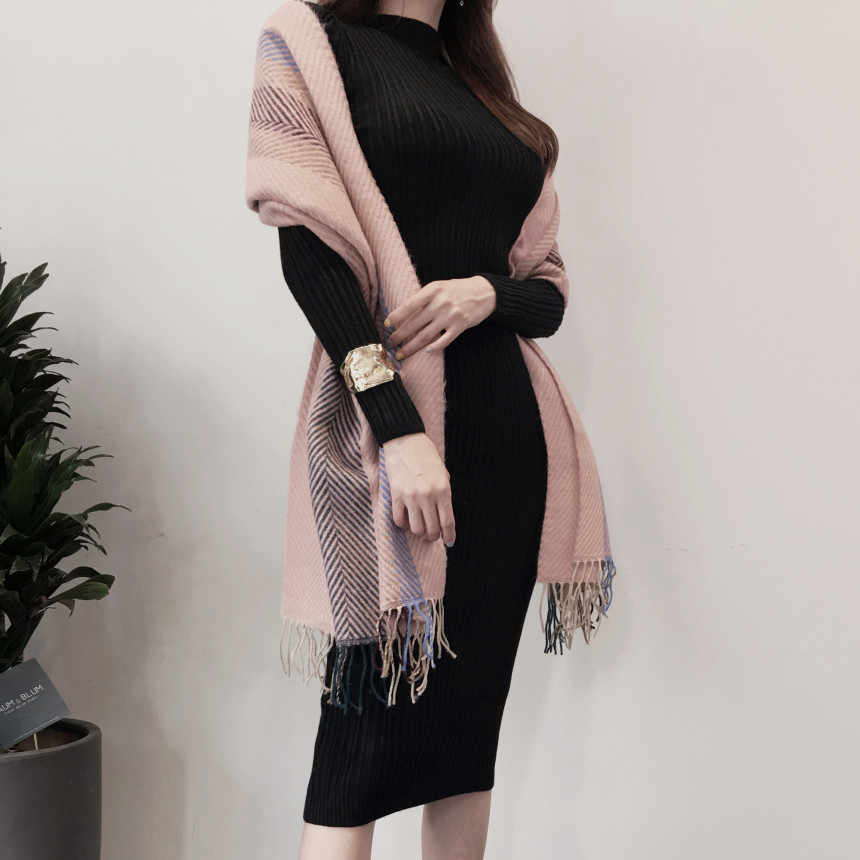 Herringbone Check Shawl Muffler