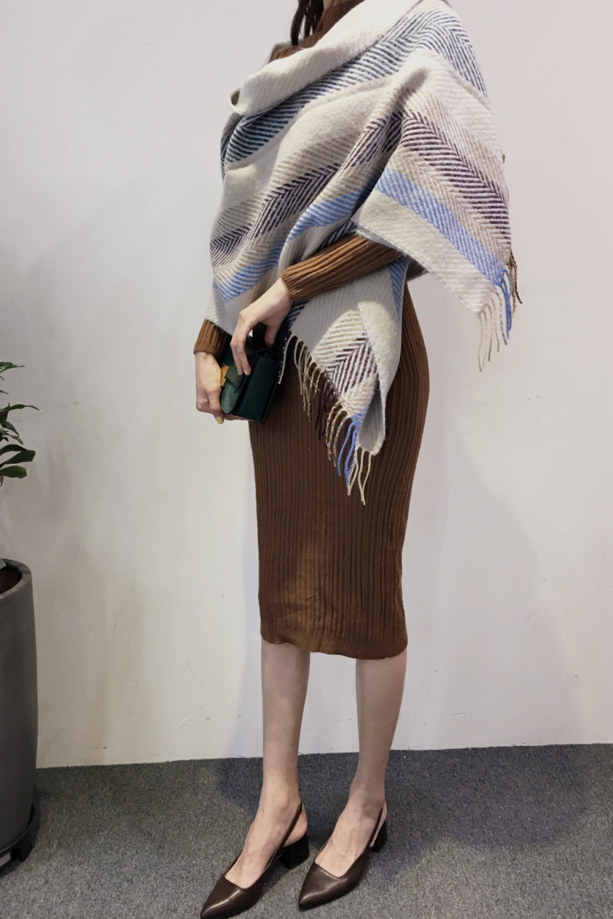 Herringbone Check Shawl Muffler