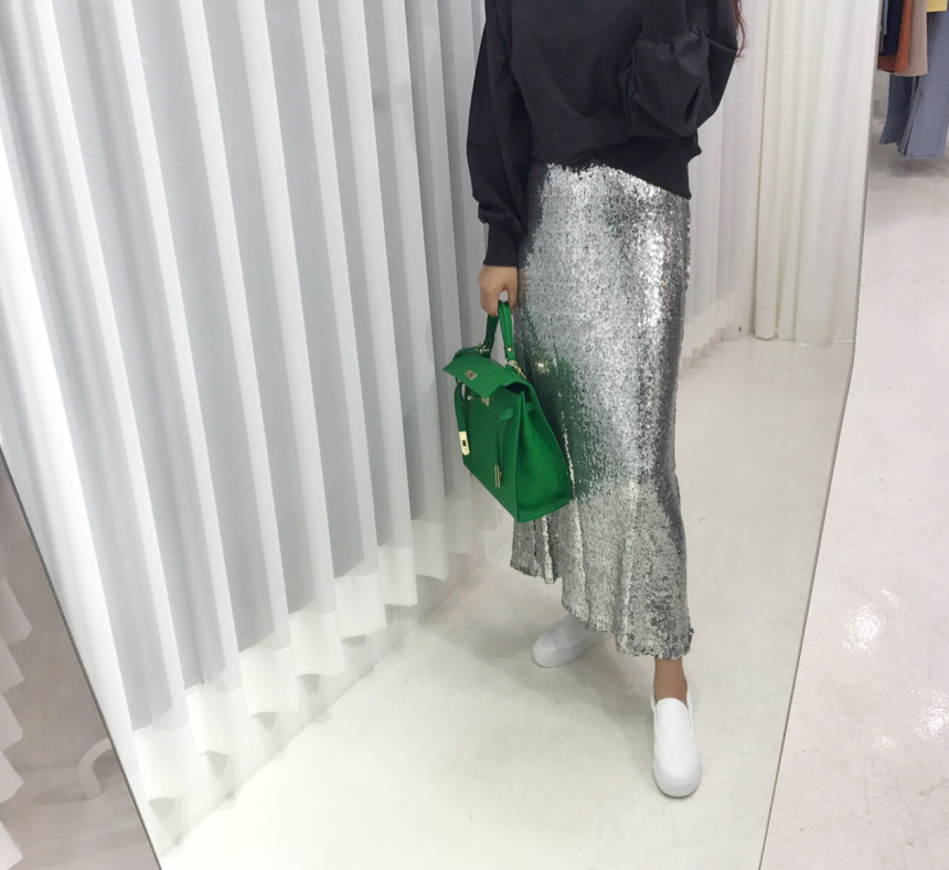 Sequin Long skirts Autumn cozy look Neat and fashi