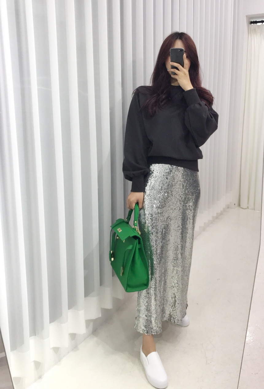 Sequin Long skirts Autumn cozy look Neat and fashi