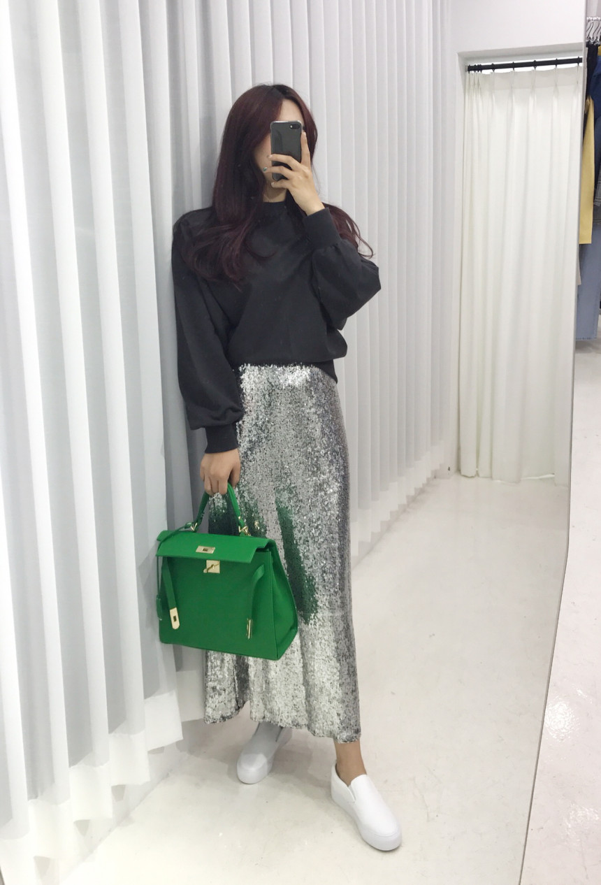 Sequin Long skirts Autumn cozy look Neat and fashi