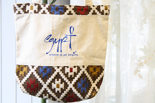 Ellen Deco geometric pattern Brown zipper Eco Bag 