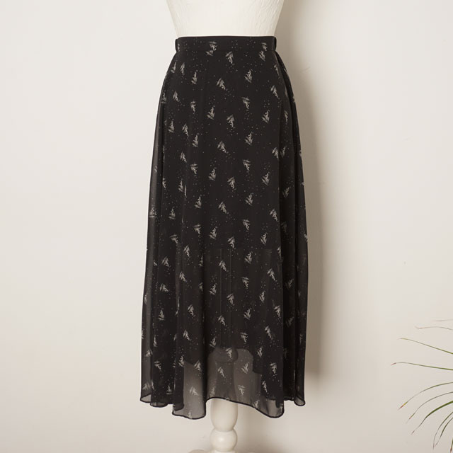 Flower chiffon skirt a long long layered autumn lo