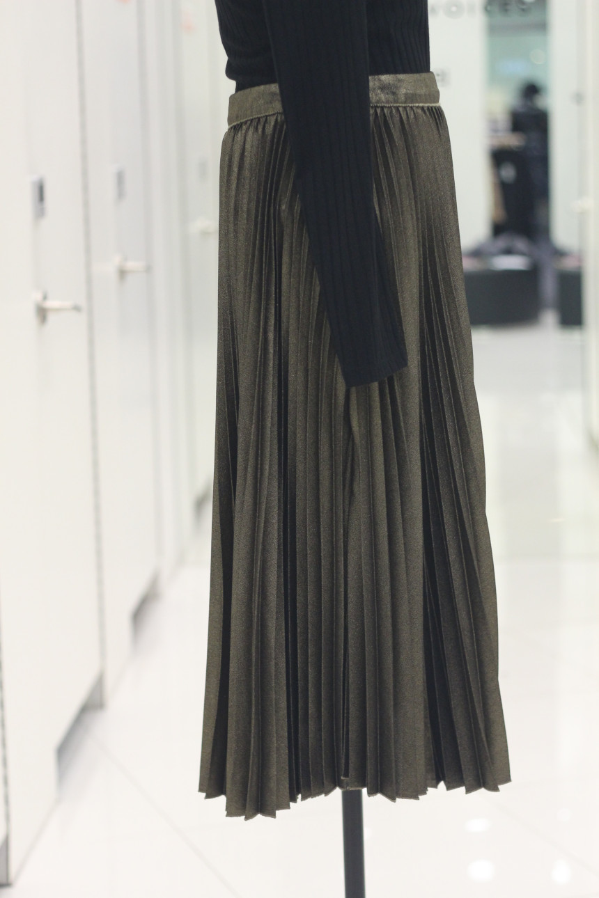 Bowl Gold Pleated Long Skirt 7127435004 Winter 30t