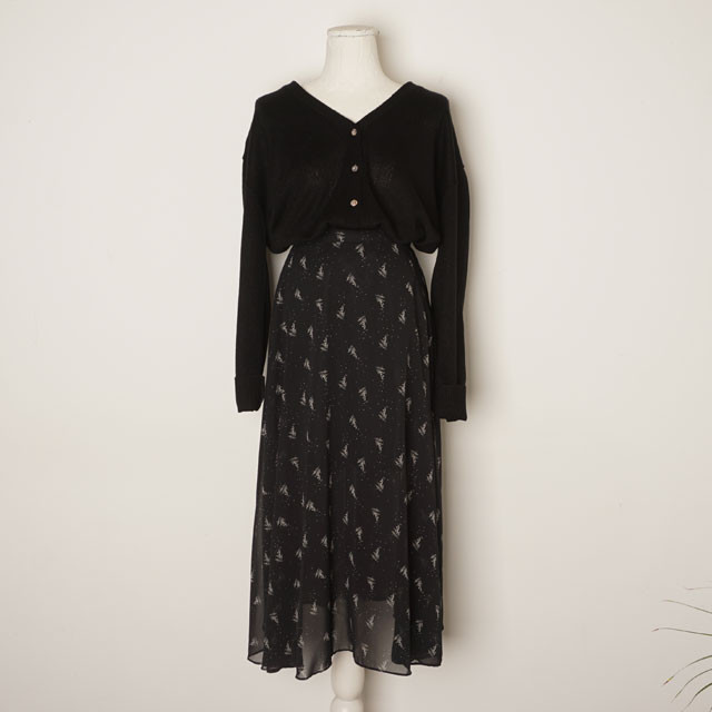 Flower chiffon skirt a long long layered autumn lo