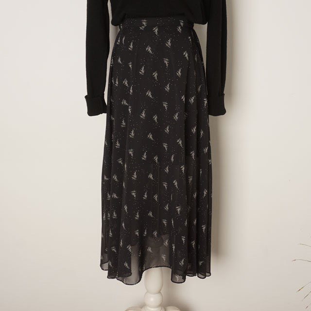 Flower chiffon skirt a long long layered autumn lo