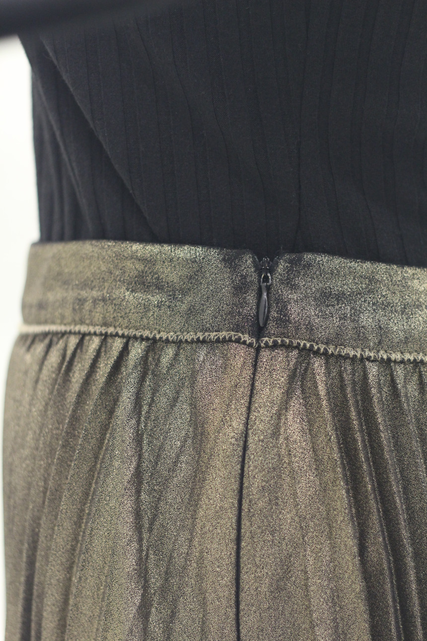 Bowl Gold Pleated Long Skirt 7127435004 Winter 30t