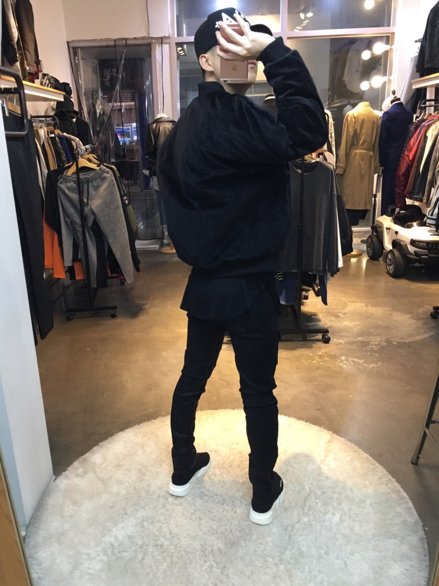 Korea Jeans Pants Pocket Patch Wax Coated Span Sli
