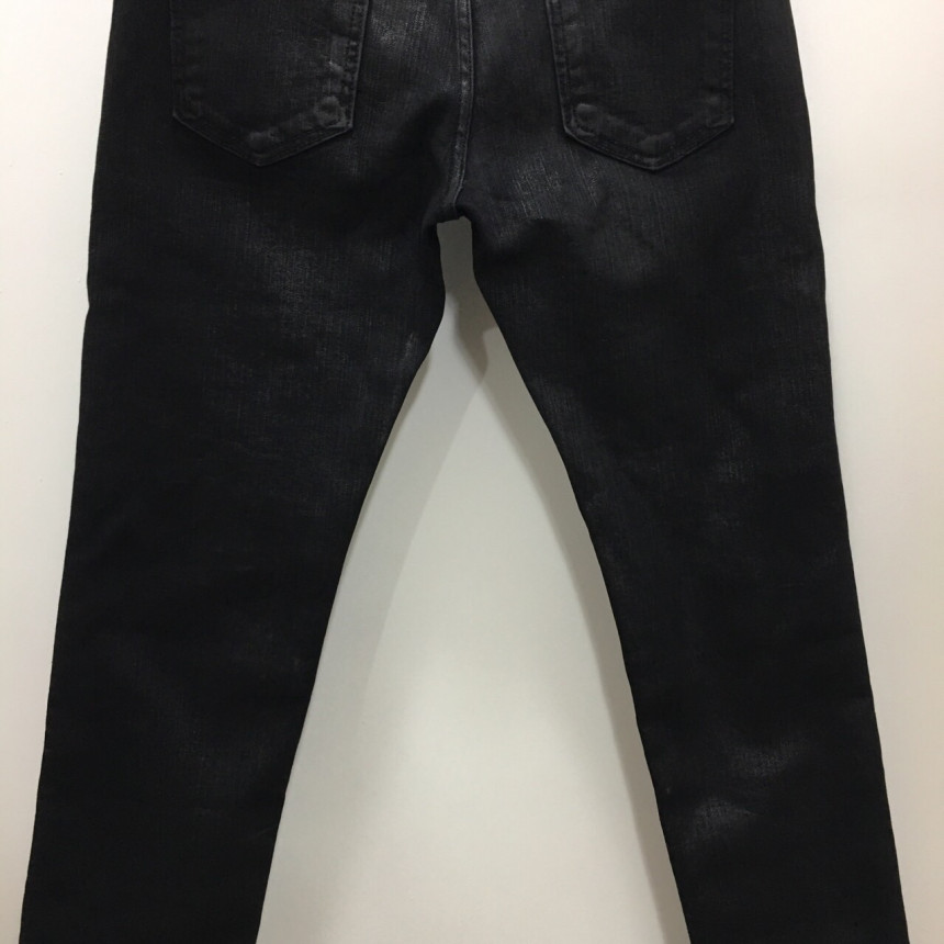 Korea Jeans Pants Pocket Patch Wax Coated Span Sli