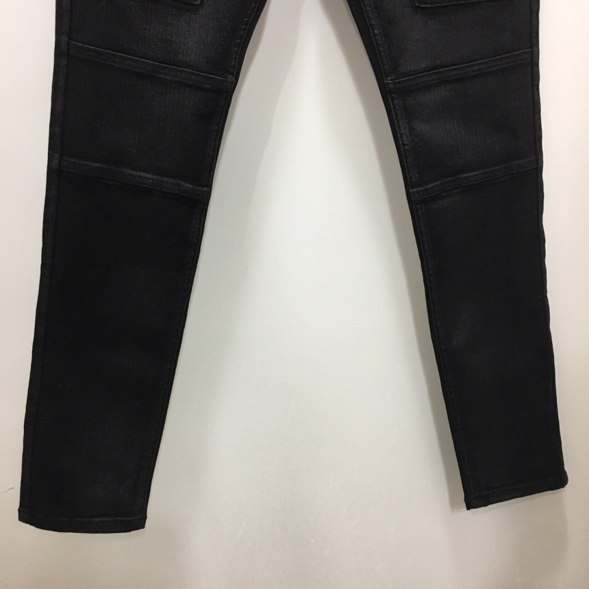 Korea Jeans Pants Pocket Patch Wax Coated Span Sli
