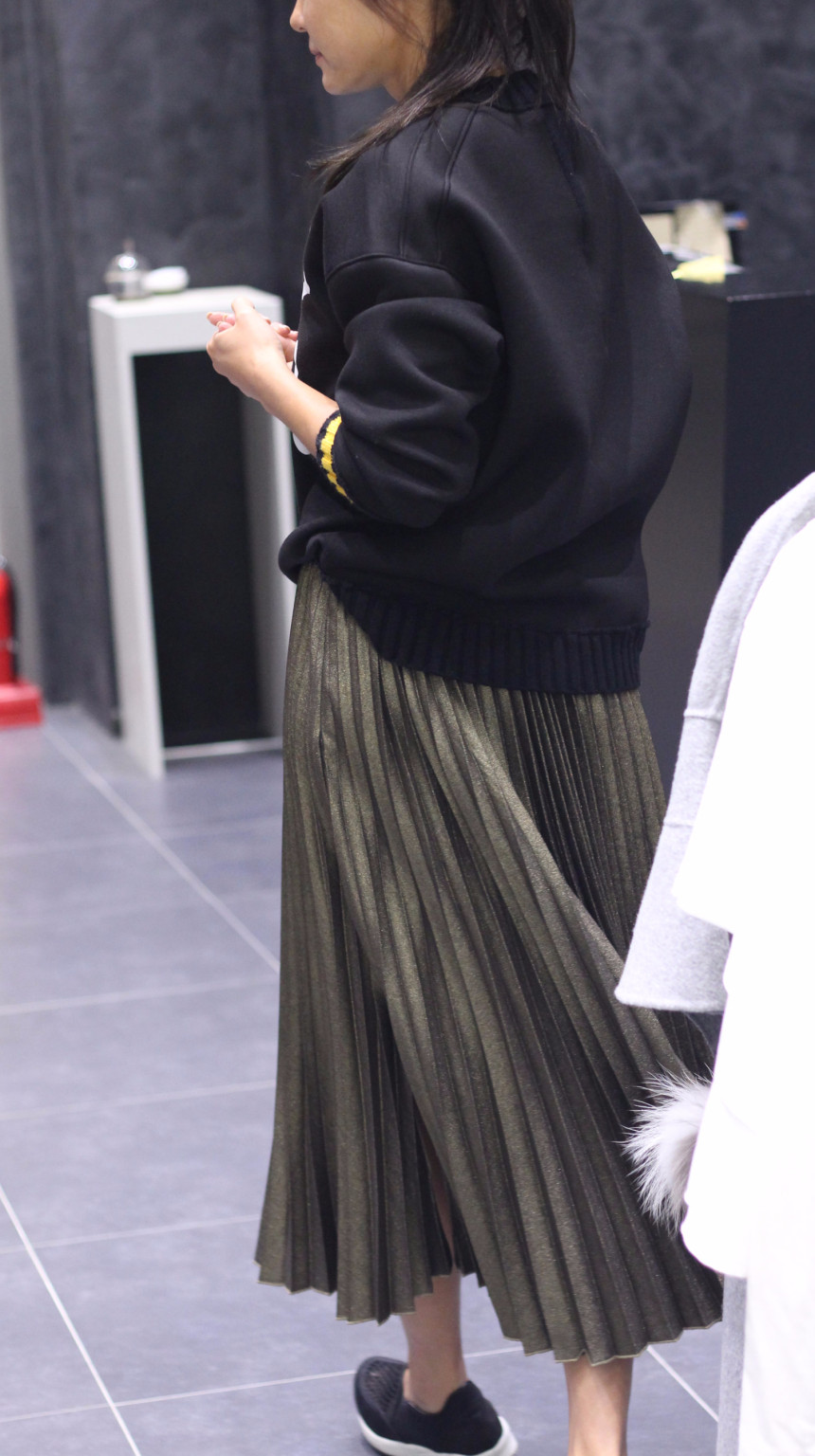 Bowl Gold Pleated Long Skirt 7127435004 Winter 30t