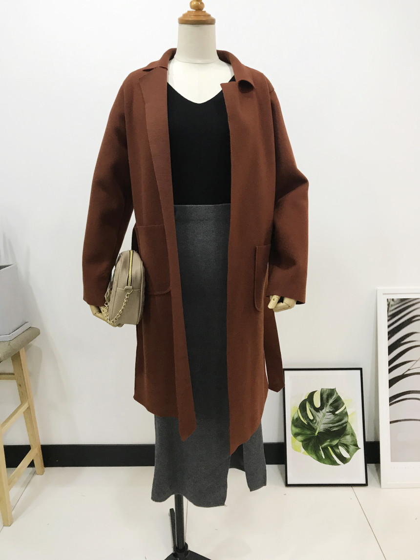 Long-sleeved knit long skirt 44-77 High-waisted H 