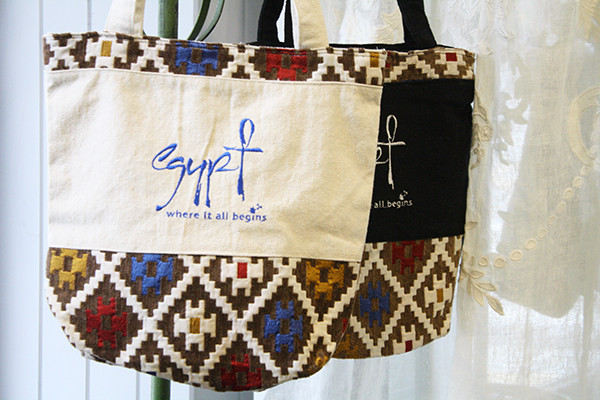 Ellen Deco geometric pattern Brown zipper Eco Bag 