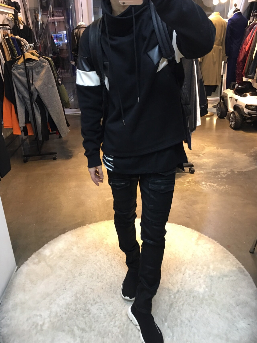 Korea Jeans Pants Pocket Patch Wax Coated Span Sli