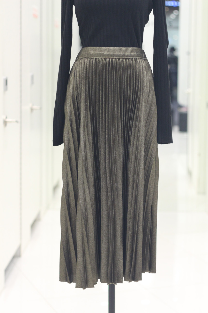 Bowl Gold Pleated Long Skirt 7127435004 Winter 30t