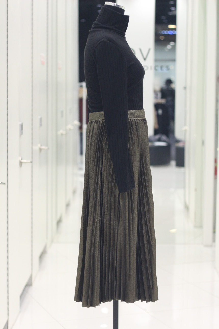 Bowl Gold Pleated Long Skirt 7127435004 Winter 30t