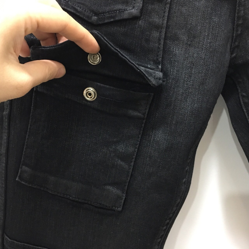 Korea Jeans Pants Pocket Patch Wax Coated Span Sli