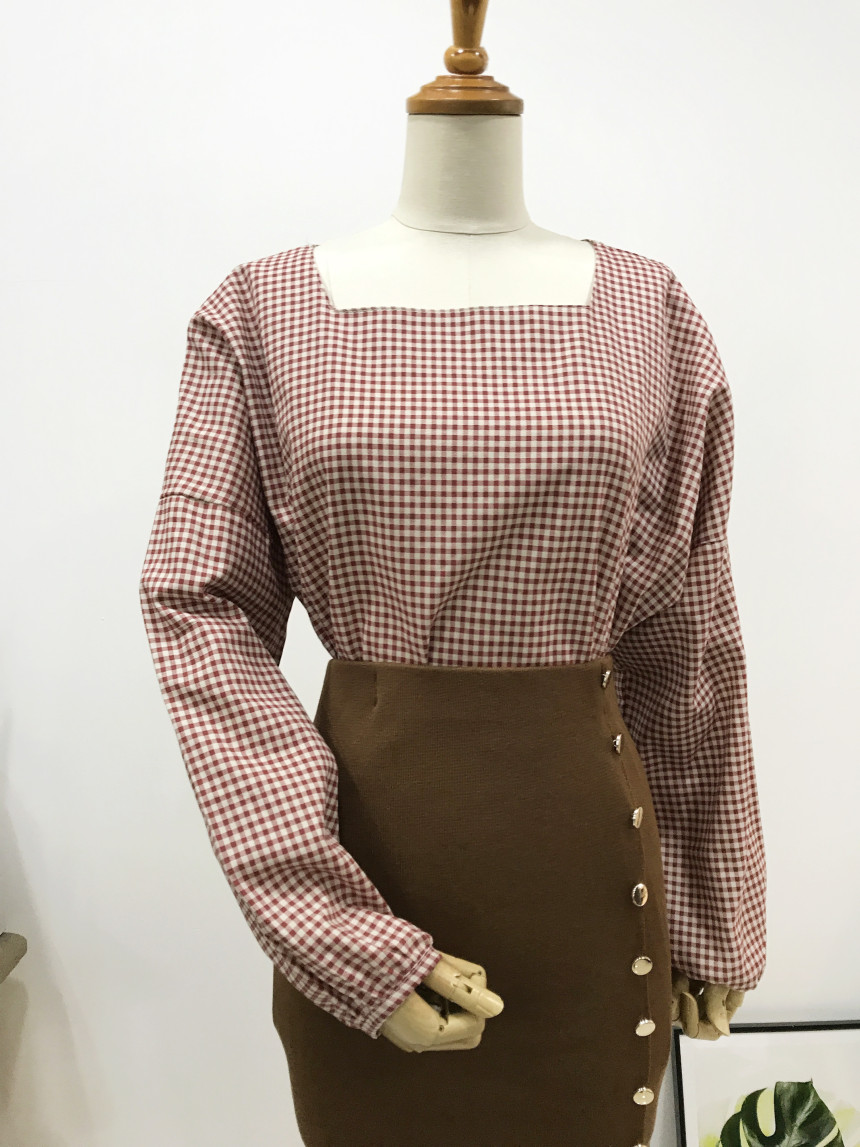 Long-sleeved knit long skirt 44-77 High-waisted H 