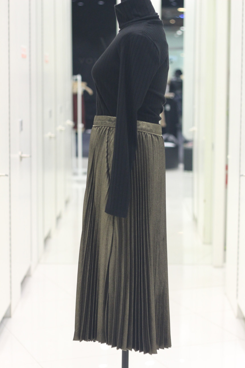 Bowl Gold Pleated Long Skirt 7127435004 Winter 30t