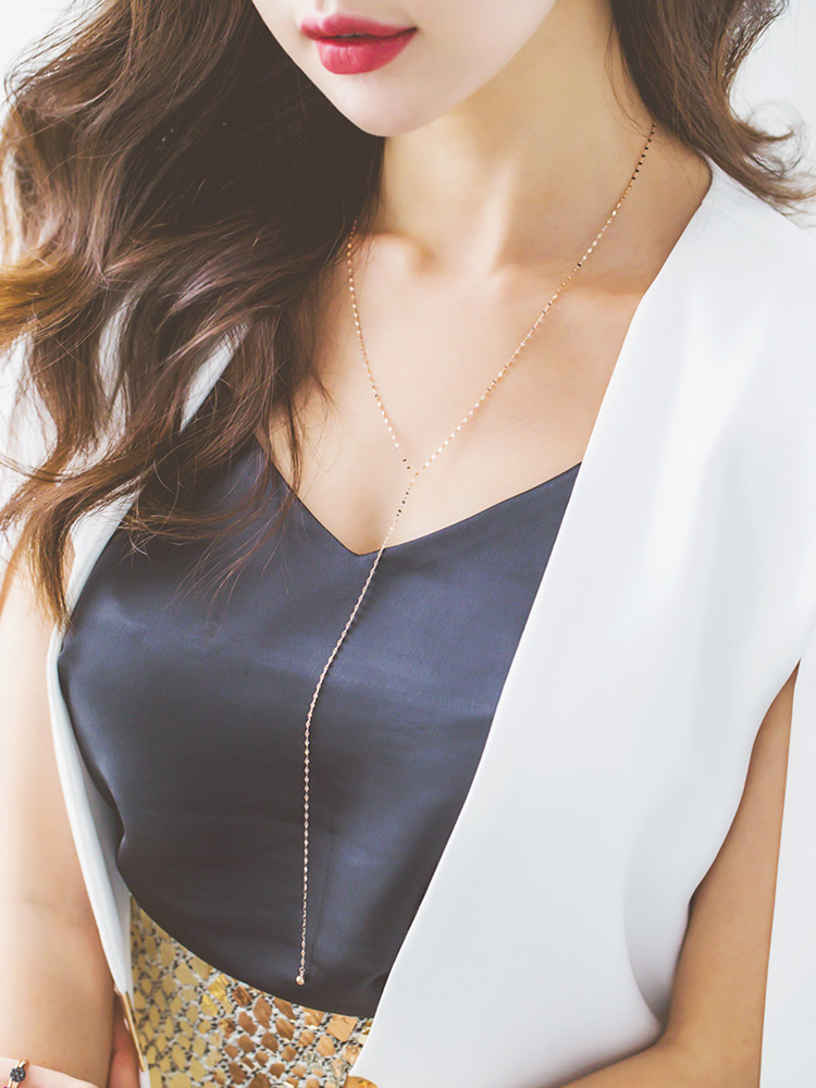 Lovely sleek Waiting Necklace 14K gold 14k long 14