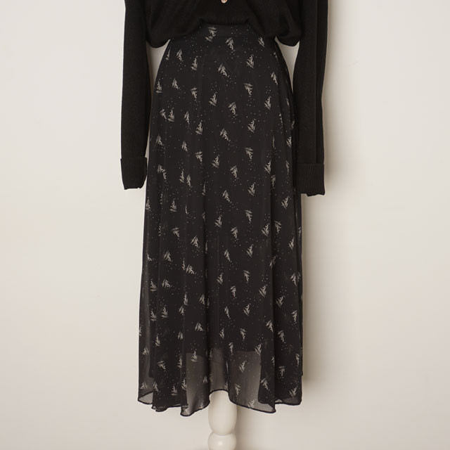 Flower chiffon skirt a long long layered autumn lo