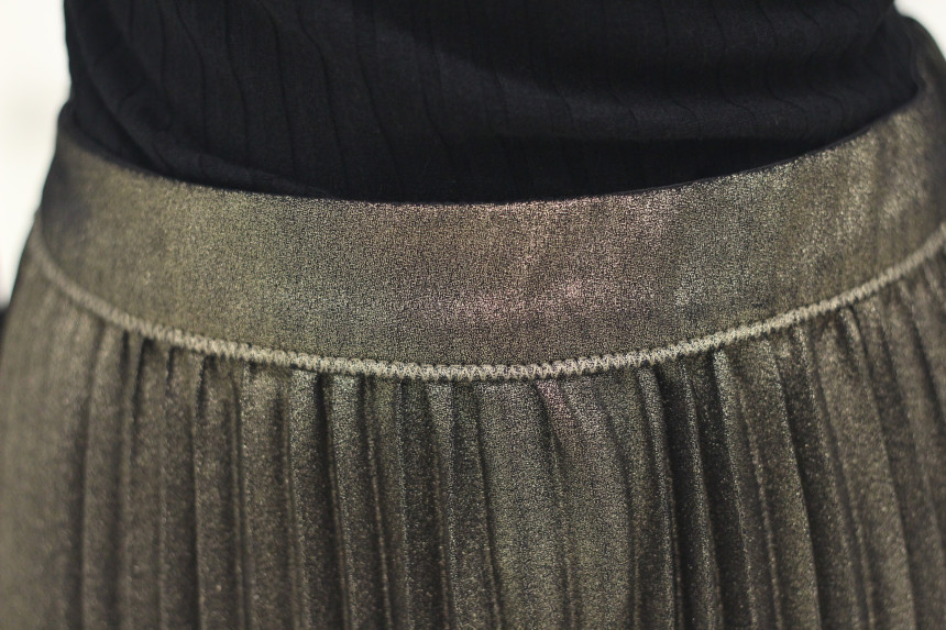 Bowl Gold Pleated Long Skirt 7127435004 Winter 30t