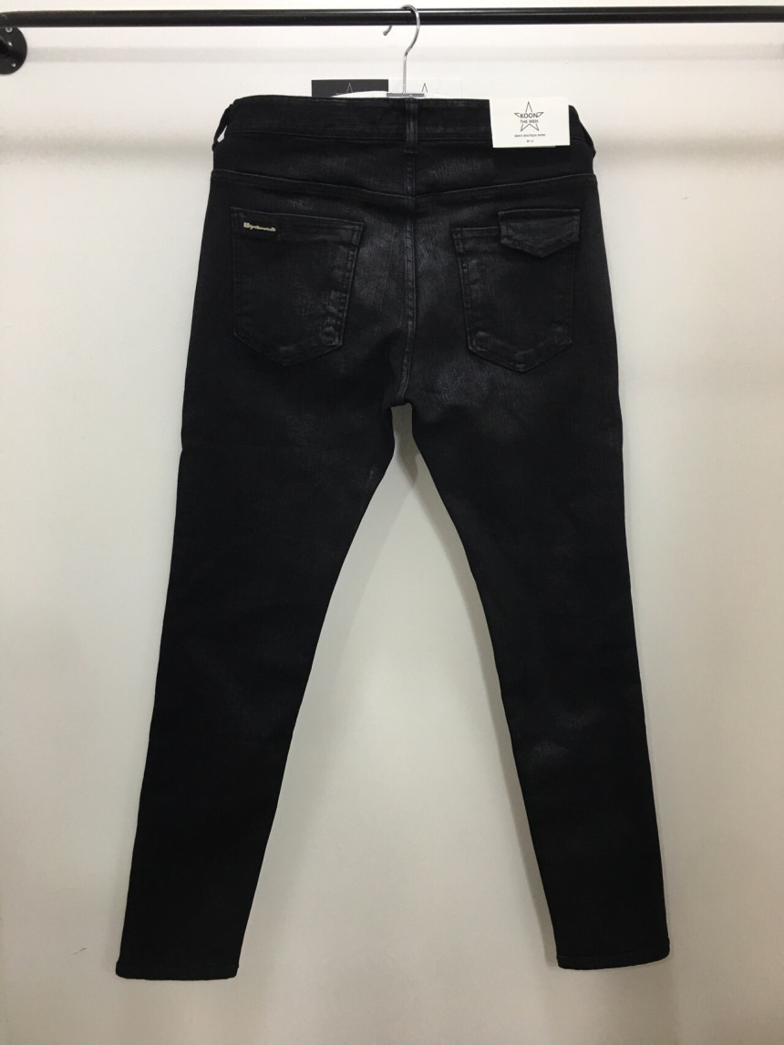 Korea Jeans Pants Pocket Patch Wax Coated Span Sli
