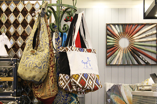 Ellen Deco geometric pattern Brown zipper Eco Bag 