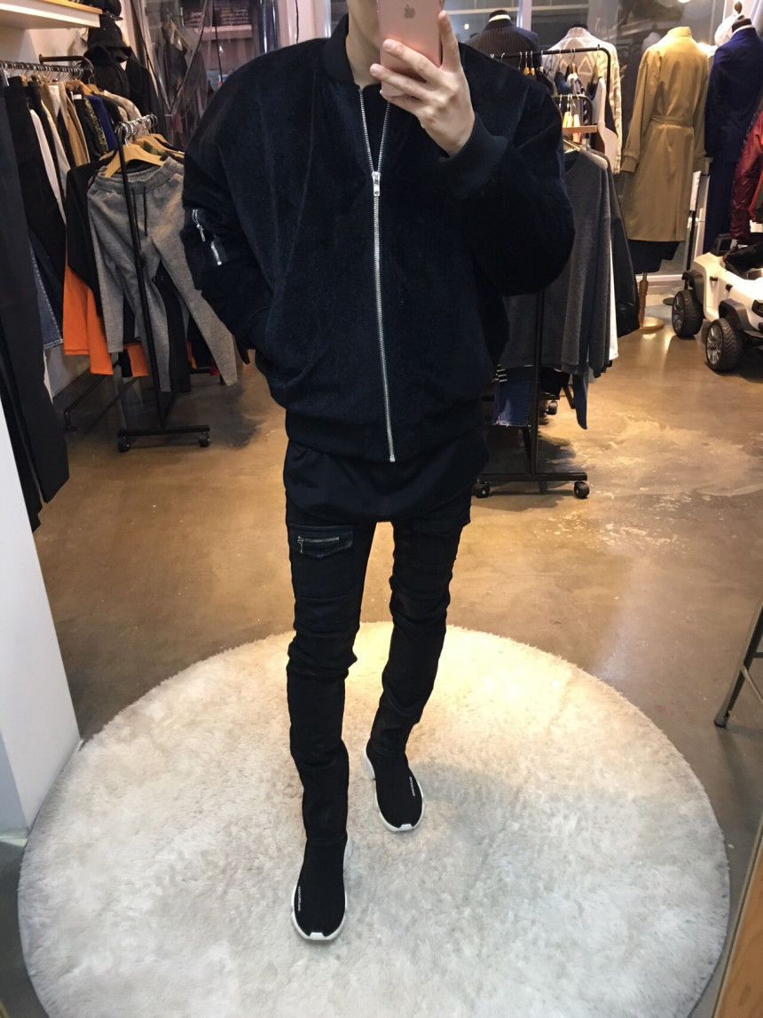 Korea Jeans Pants Pocket Patch Wax Coated Span Sli