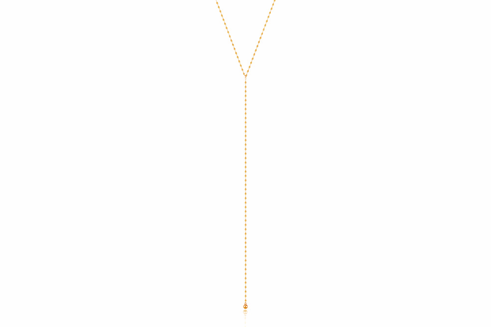 Lovely sleek Waiting Necklace 14K gold 14k long 14